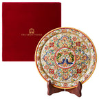 Traditional Elephant Marble Art Plate with Intricate Floral Design
