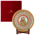 Luxury Handcrafted Marble Art Plate– Peacock & Floral Design (With Velvet Box)