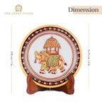 Handcrafted White Marble Art Plate – Gold Elephant Design 6inch (With Velvet Box)