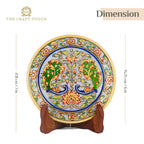 Handcrafted Marble Art Plate – Floral & Peacock Design 6inch (With Velvet Box)