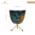 Rust Leaf Design Metal Planter with Gold Stand