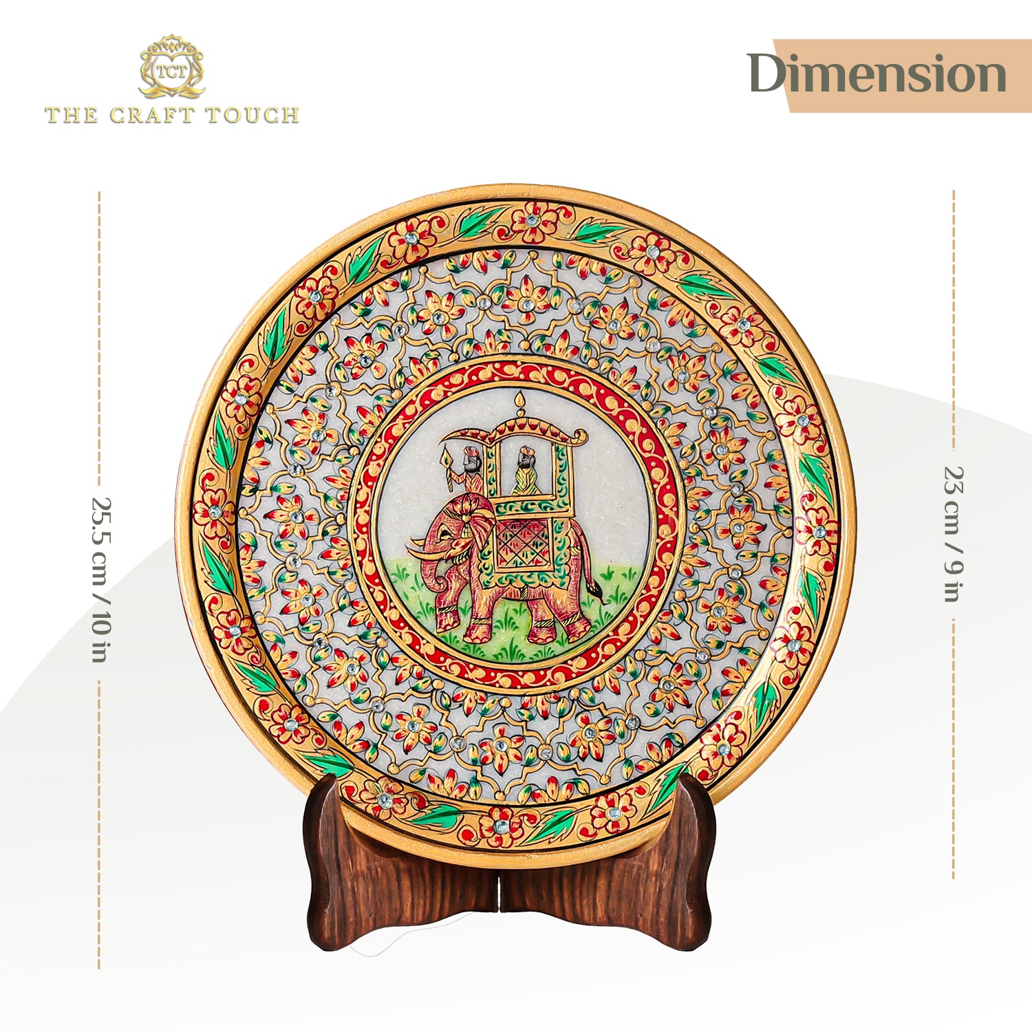Luxury Handcrafted Marble Art Plate– Peacock & Floral Design (With Velvet Box)