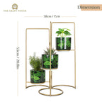 3-Tier Gold Frame Planter Stand with Green Botanical Leaf Pots
