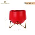 Matte Metal Planter Set of 3 – White, Red, Pink with Gold Stand