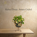 Black & Gold Botanical Metal Planter with Sculptural Stand