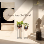 Modern Copper Planter Set – Glossy Finish with Black Stand