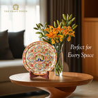 Traditional Elephant Marble Art Plate with Intricate Floral Design