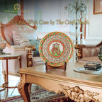 Luxury Handcrafted Marble Art Plate– Peacock & Floral Design (With Velvet Box)