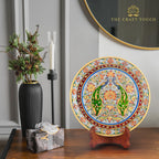 Luxury Handcrafted Marble  art Plate – Peacock & Floral Design 9Inch. (With velvet Box)