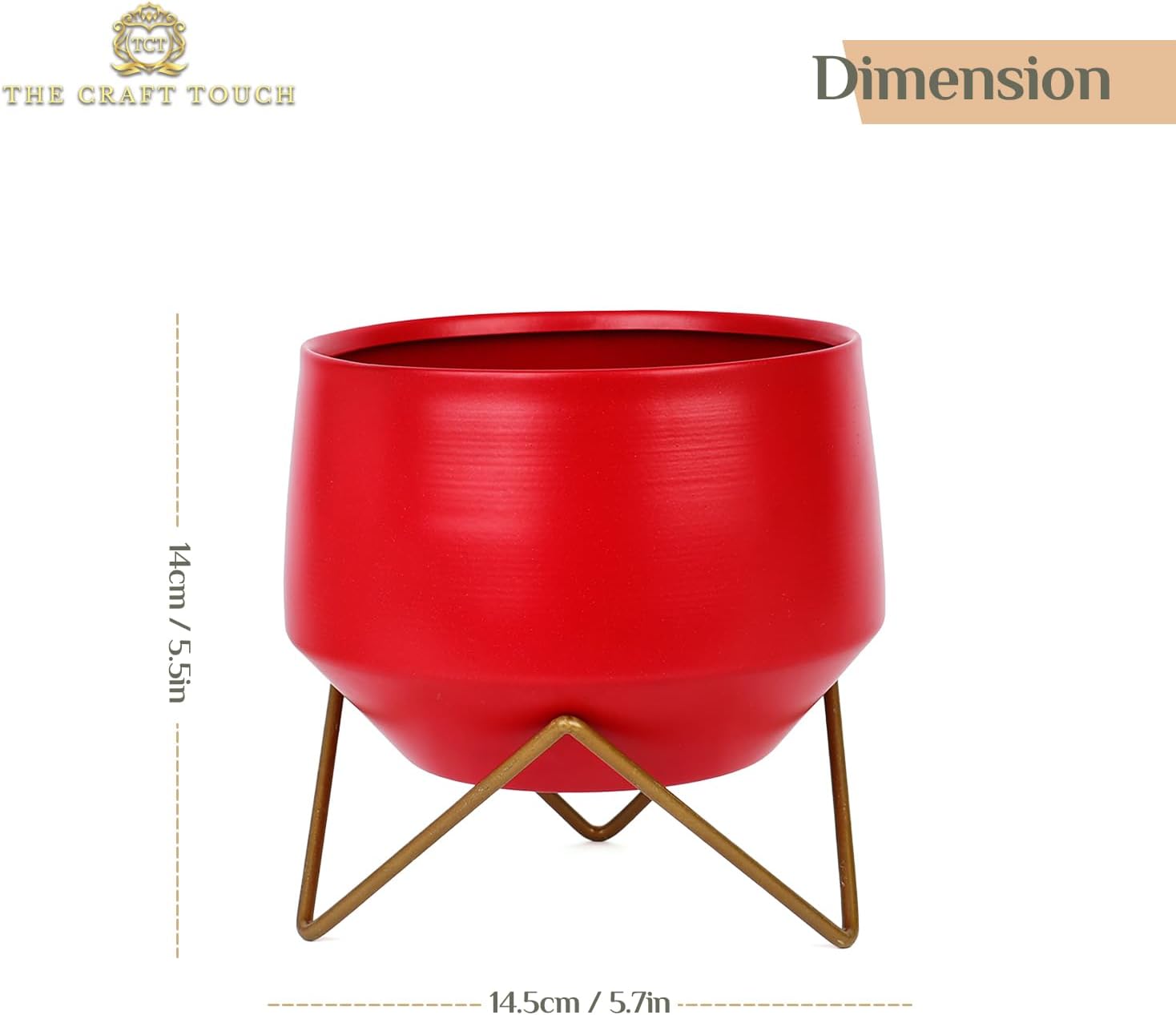 Matte Metal Planters with Gold Stand (Set of 3) – Minimalist Indoor Plant Pots for Living Room, Office & Modern Home Decor