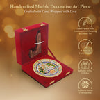 Handcrafted Marble Art Plate – Floral & Peacock Design 6inch (With Velvet Box)