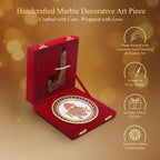 Handcrafted White Marble Art Plate – Gold Elephant Design 6inch (With Velvet Box)