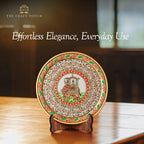 Luxury Handcrafted Marble Art Plate– Peacock & Floral Design (With Velvet Box)