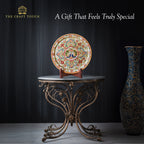 Traditional Elephant Marble Art Plate with Intricate Floral Design