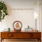 Handcrafted White Marble Decorative Plate, Gold Elephant Design, Luxury Hand-Painted Artisan Art for Home Décor | Perfect for Weddings, Housewarmings & Festive Gifting