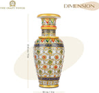 Elegant White Makrana Marble Decorative Vase – 9 Inch Handcrafted Floral Design with Gold-Accented Detailing | Modern Boho Centrepiece for Living Room, Mantel & Luxury Home Décor