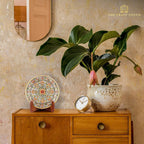 Handcrafted White Marble Decorative Plate, Gold Floral Design, Luxury Hand-Painted Artisan Art for Home Décor | Perfect for Weddings, Housewarmings & Festive Gifting