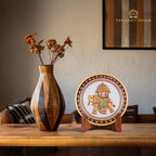 Handcrafted White Marble Decorative Plate, Gold Elephant Design, Luxury Hand-Painted Artisan Art for Home Décor | Perfect for Weddings, Housewarmings & Festive Gifting