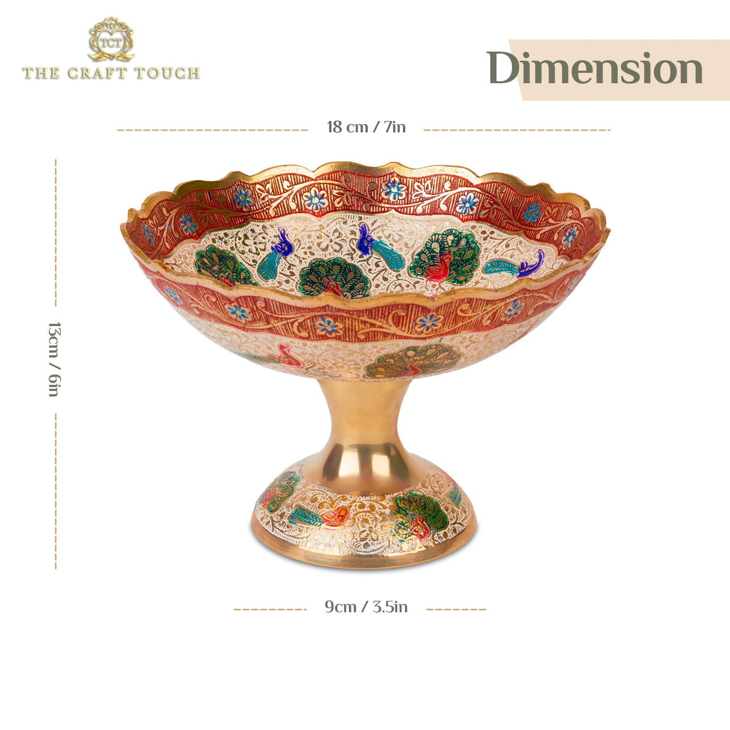 Handcrafted Brass Pedestal Centerpiece – Peacock Design (With Velvet Box)