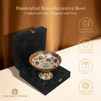 Handcrafted Brass Pedestal Centerpiece – Peacock Design (With Velvet Box)