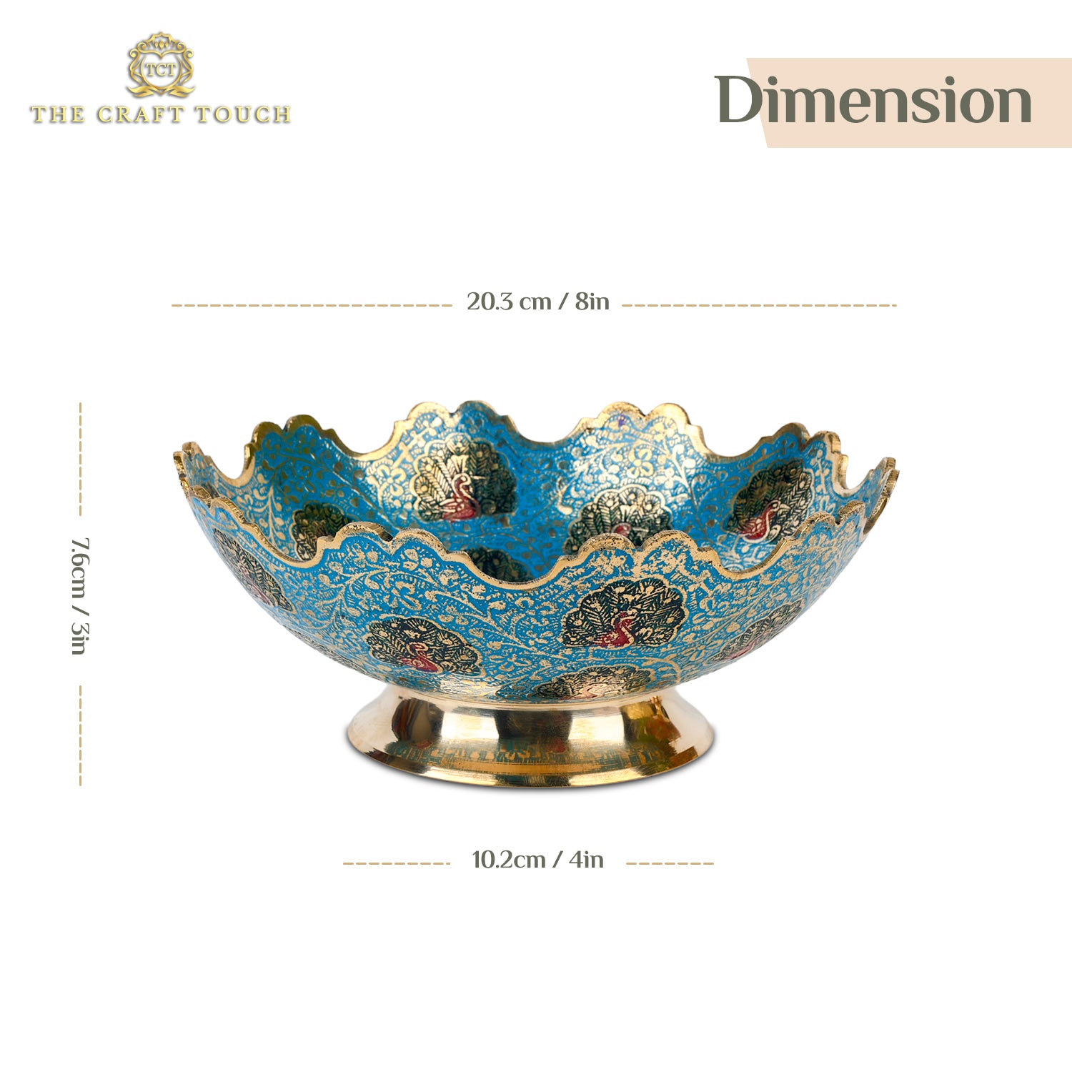 Handcrafted Brass Centerpiece – Peacock in Blue Enamel (With Velvet Box)