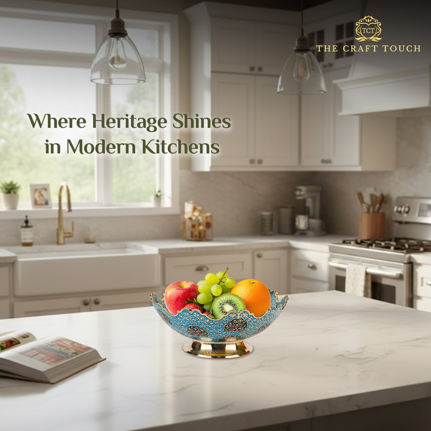 Handcrafted Brass Centerpiece – Peacock in Blue Enamel (With Velvet Box)