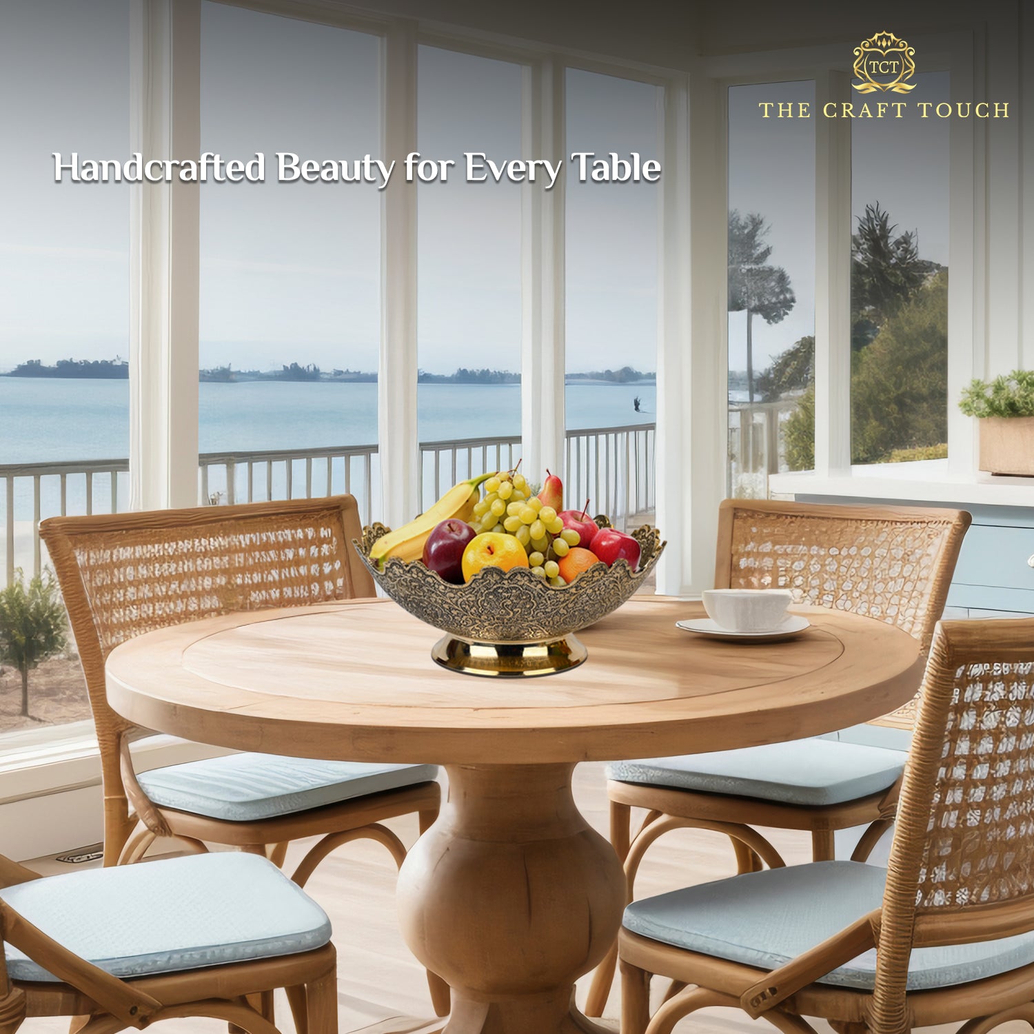 Handcrafted Brass Centerpiece – Antique Gold Finish (With Velvet Box)