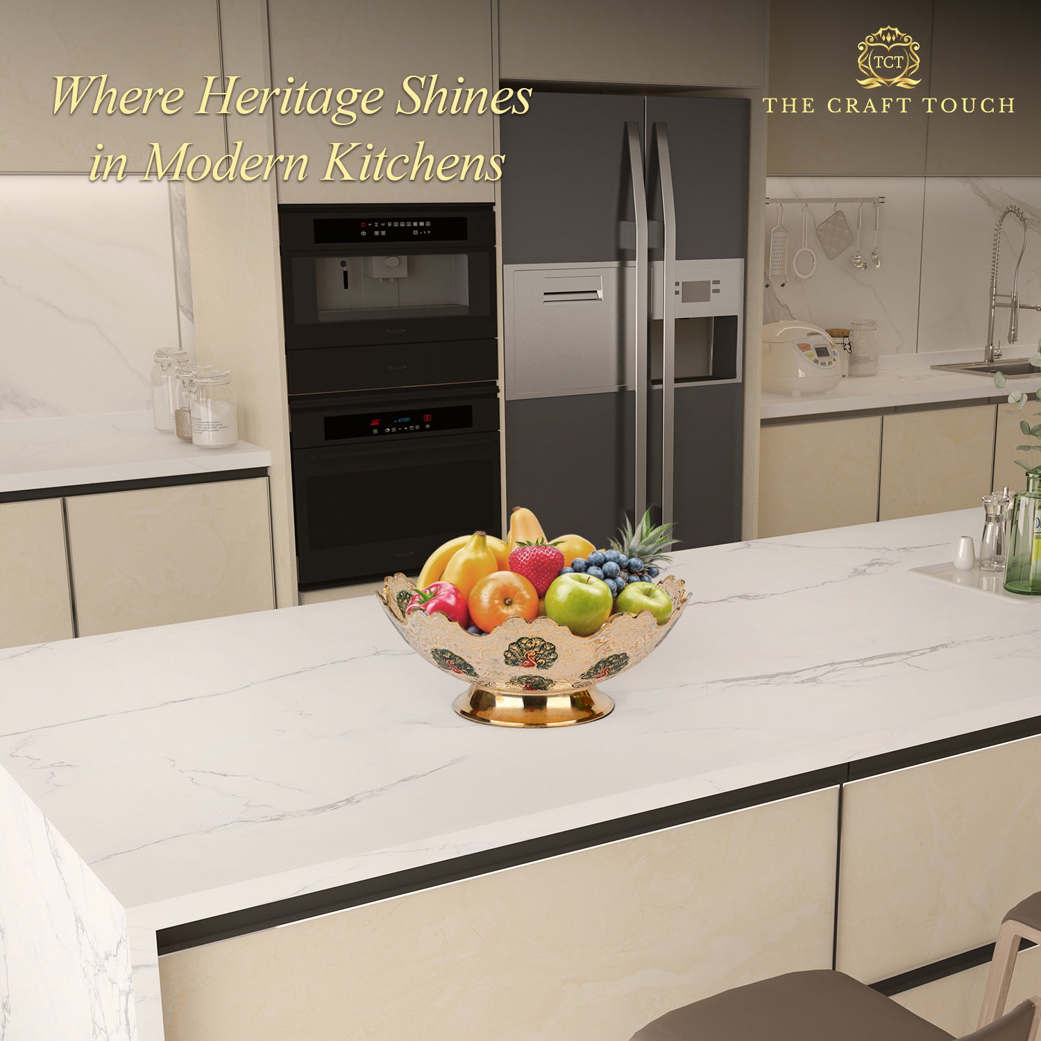 Handcrafted Brass Centerpiece – Antique Gold Peacock Design (With Velvet Box)