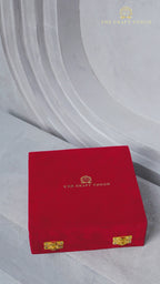 Handcrafted Marble Art Plate – Floral Design in Gold & Red Motif 6inch. (With Velvet Box)