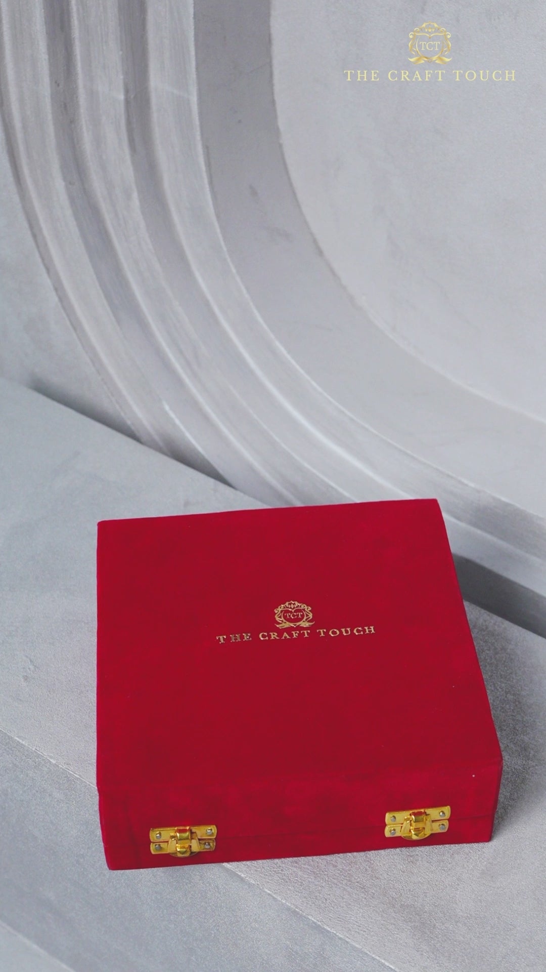 Handcrafted Marble Art Plate – Floral Design in Gold & Red Motif 6inch. (With Velvet Box)